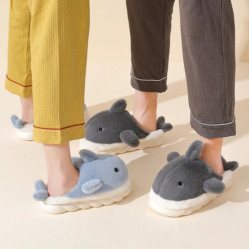 Cute Shark Cotton Slippers Women's Autumn Winter Home Indoor Non-slip Zpaxo