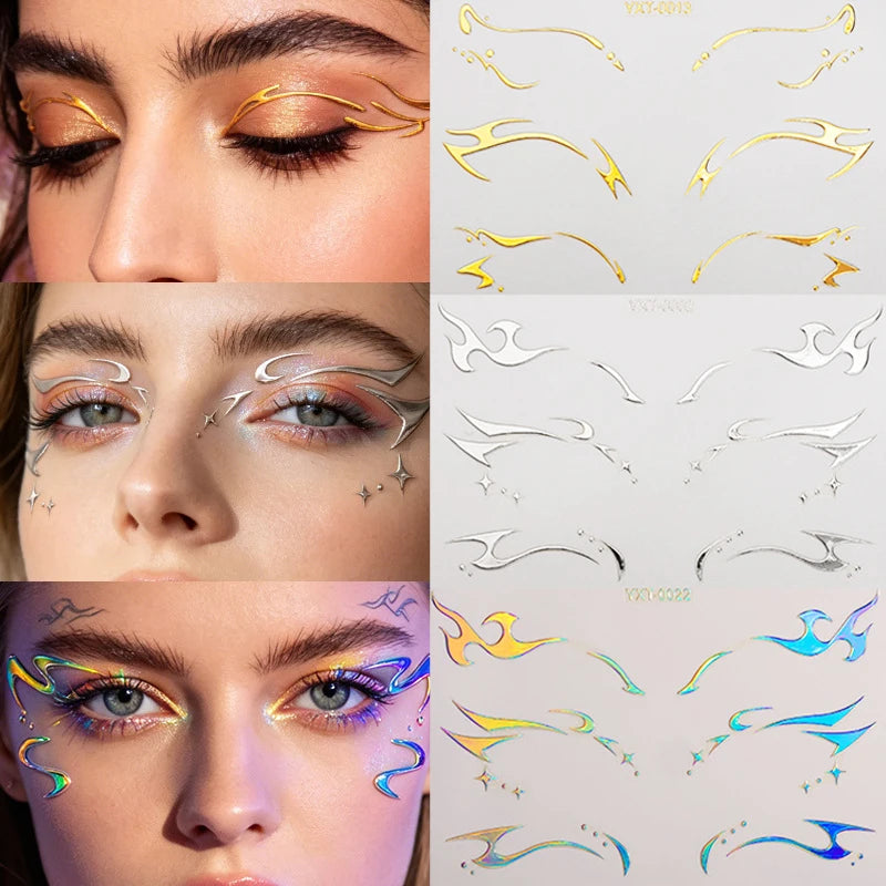 Colorful Eyes Makeup Stickers Laser Eyeliner Eyebrows Face Art