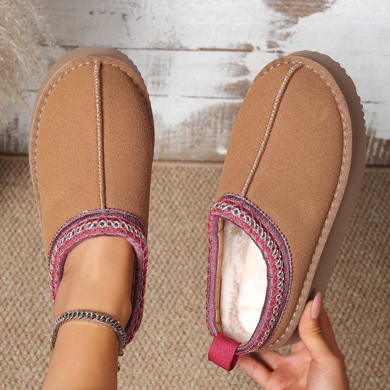 Women Slippers 2025 Platform Fluffy Slippers Women Home Large Size Slides Women House Flats Fashion Winter Designer Shoes Ladies Zpaxo