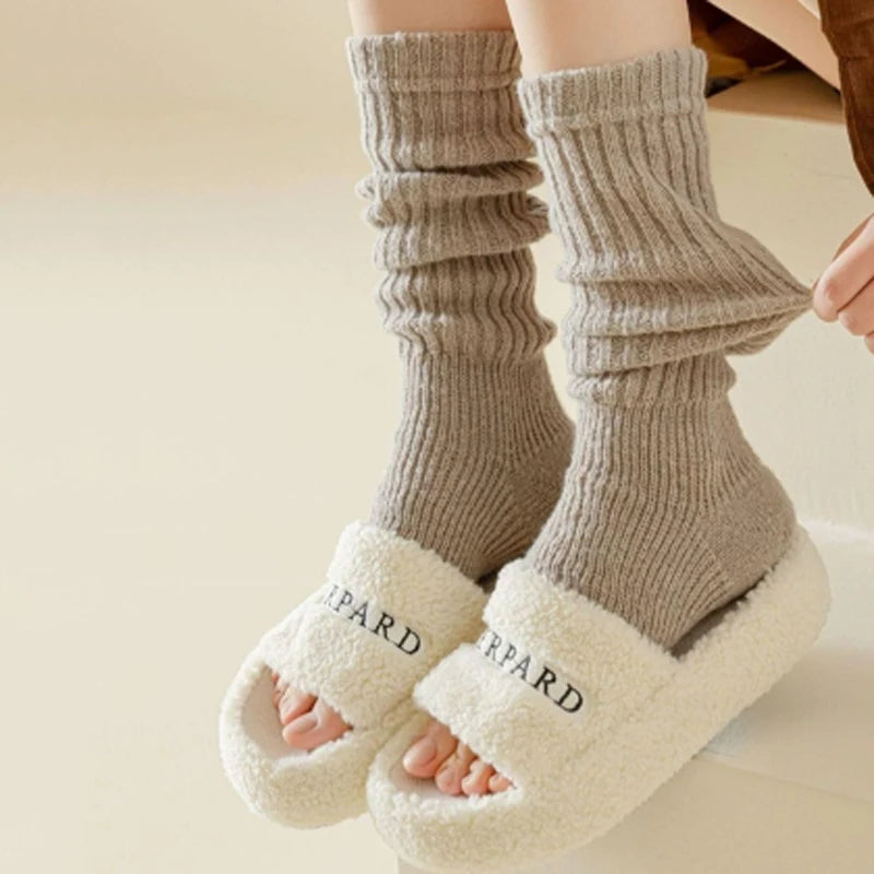 Y2k Winter Leg Warmers Fluffy Knitted Gothic Lolita Knit Long Socks