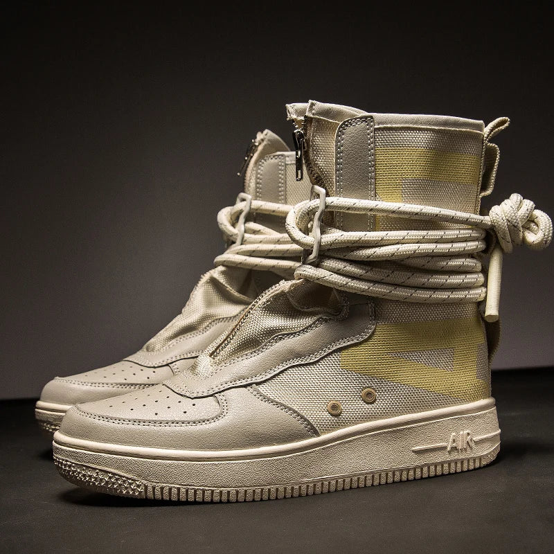 Unisex High-top Chunky Sole Platform Boots Winter Couple Shoes Black