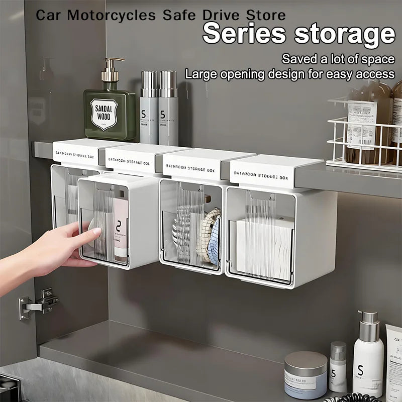 Transparent Bathroom Cotton Stick Makeup Pull-out Storage Drawer Box