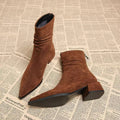 Autumn Winter Women Sock Ankle Boots Elegant Keep Warm Short Booties Women Fashion Square Heel Shoes Ladies Zapatos De Mujer Zpaxo Brown 37