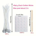 Candle Making Kit: 50pcs Ply Wicks, 100pcs Candle Wick Stickers & 5 Wooden Candle Wick Holders for Soy And Beeswax Candles Zpaxo 1 SET