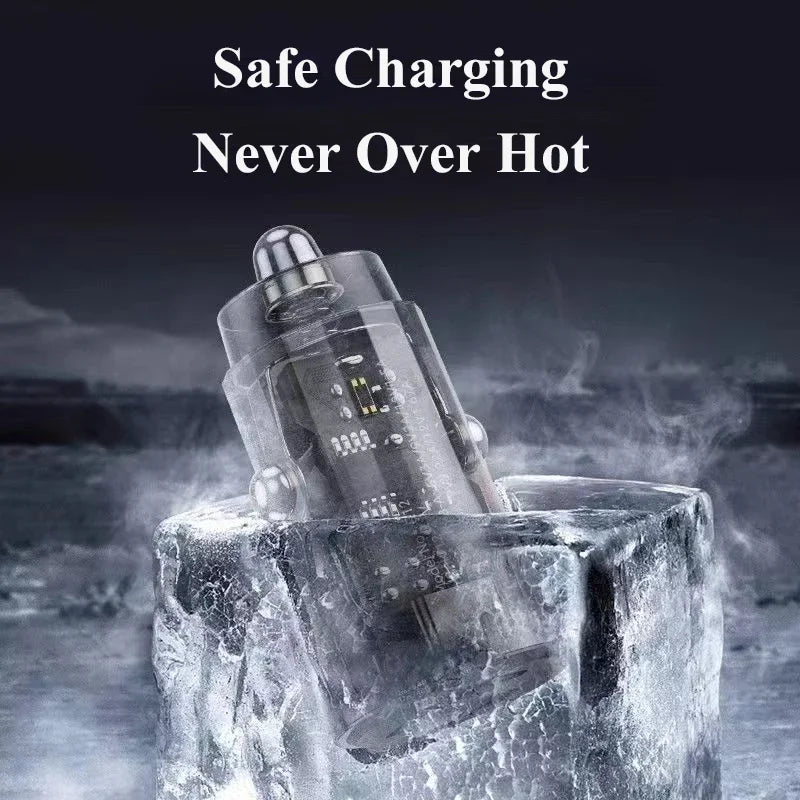 UYUXIO 1 Transparent USB C Car Phone Charger Adapter PD 90W Fast
