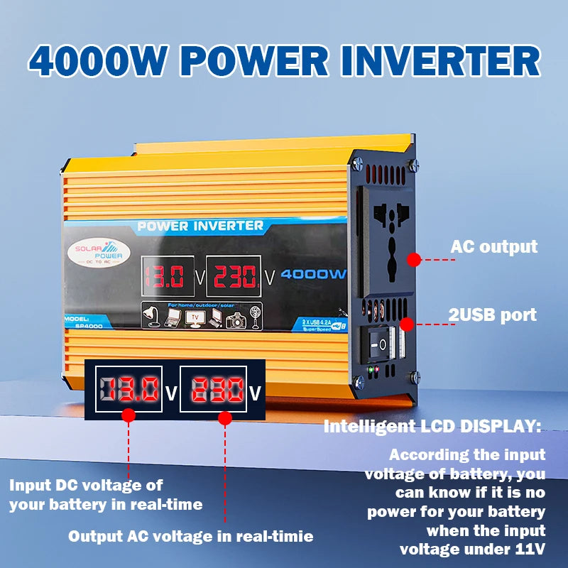 4000W Solar Inverter 600W Panel 100A MPPT Charge Controller 220V AC Zpaxo
