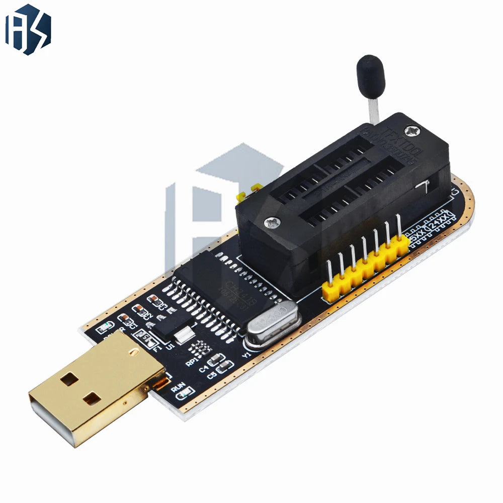 ‌CH341A USB EEPROM/BIOS Programmer Kit – Clip-On SOIC8/SOP8 Test Clip for 24CXX/25CXX/93CXX Series | 3.3V-5V Auto-Detect & 1.8V Zpaxo