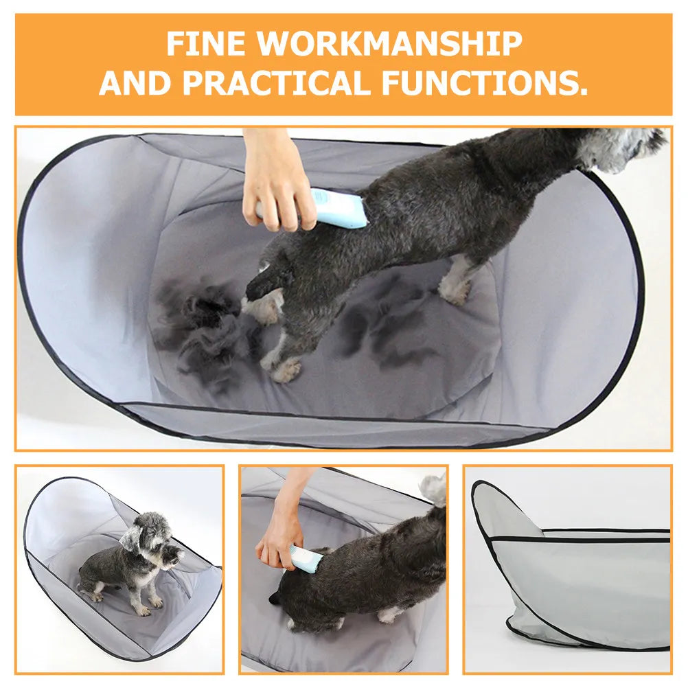 Dog Grooming Hair Catcher Bib Professional Pet Shearing Apron Polyester Washable Hair Collector for Dog Cat Rabbit Haircut