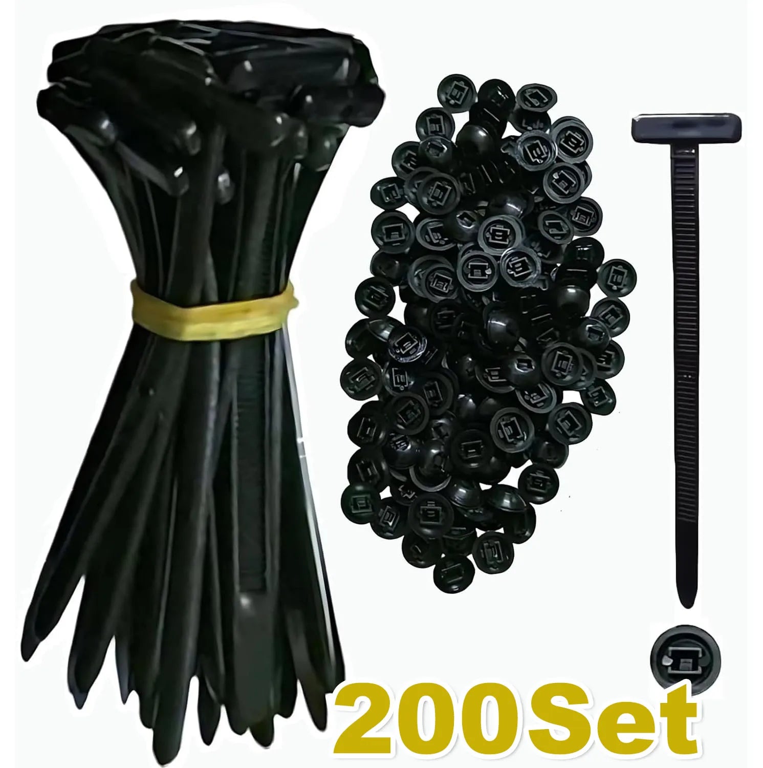 Universal Nylon Cable Tie Buckle Auto Fastener Screw Replacement Clip Car Fender Trunk Engine Guard Panel Wire Management Secure Zpaxo 200SET