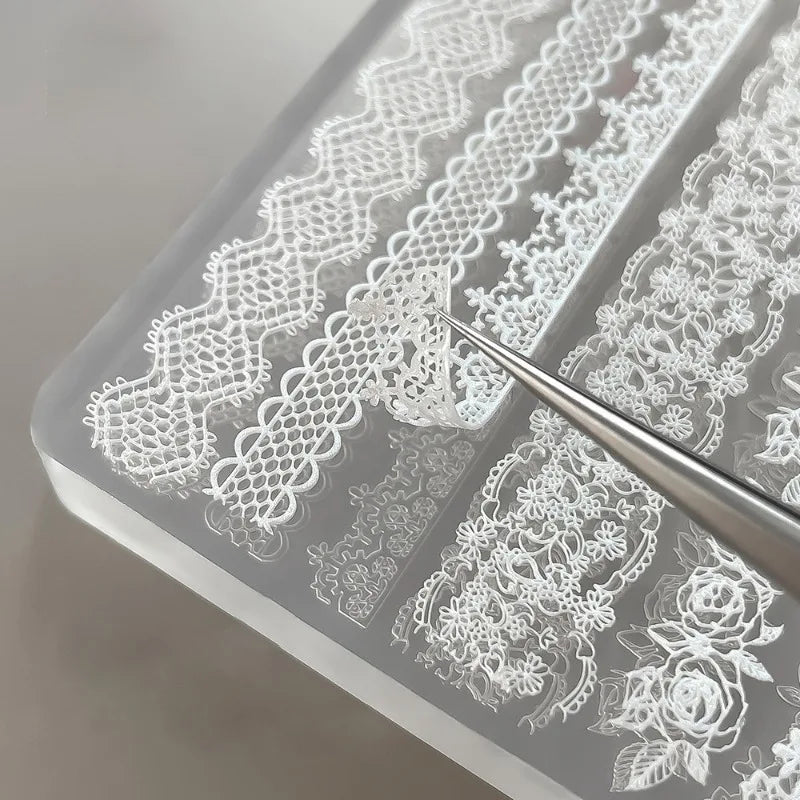 3D Lace Design Nail Art Silicone Mold Ultra-thin Transparent White