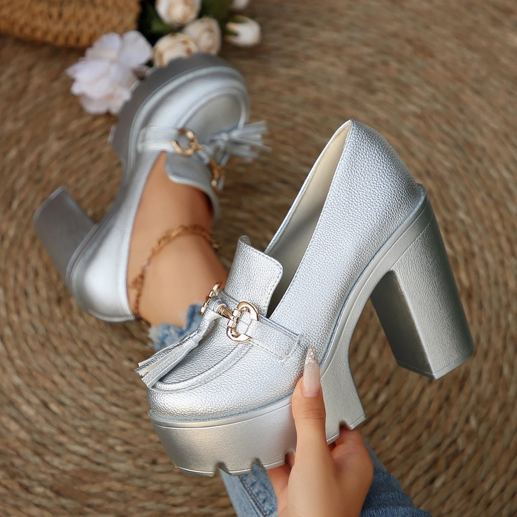 Heels Women Mary Jane Shoes Retro Bows Elegant Chunky Heel Wedding