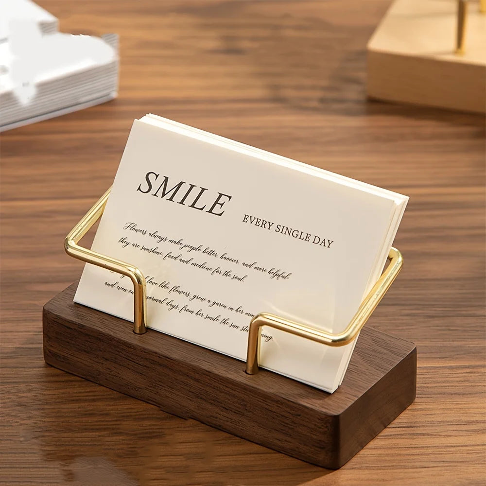 Single Black Walnut Beech Wood Business Card Holder Stylish High-end