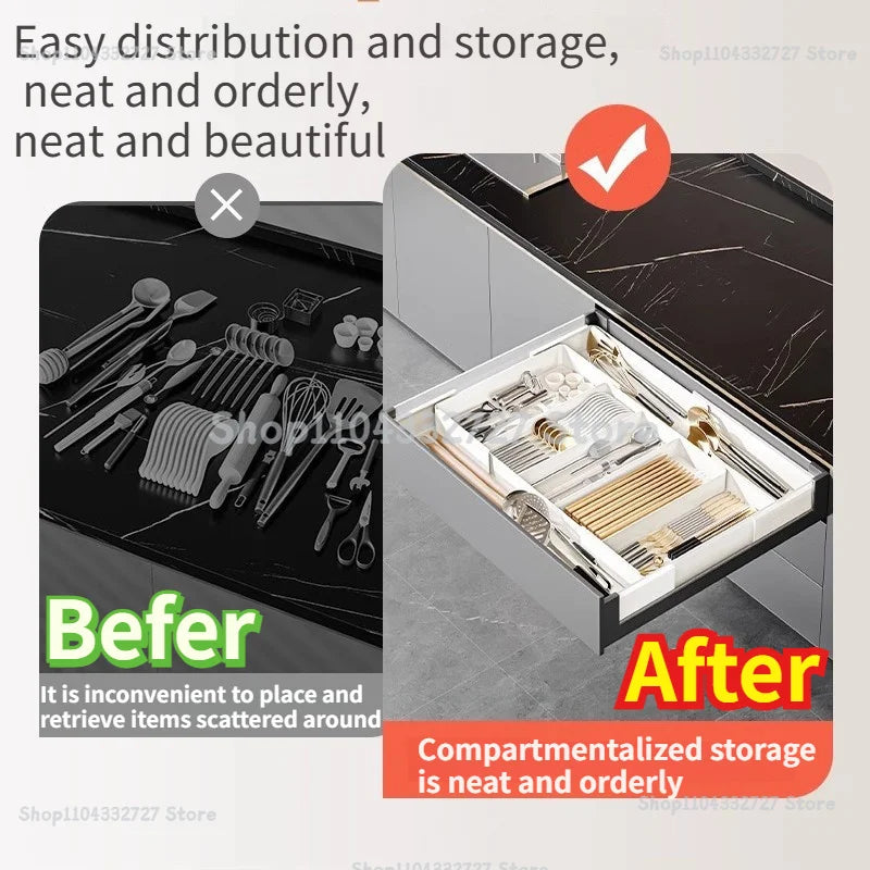 Expandable Organizational for Drawer Storage Box Locker Drawer Organizer Adjustable for Kitchen Spoons Forks Knives Drawer Zpaxo