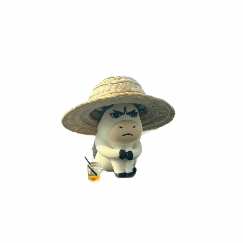 Cute Grass Cow Figure Aggrieved Decompression Car Ornament Ugly-cute Zpaxo Cow