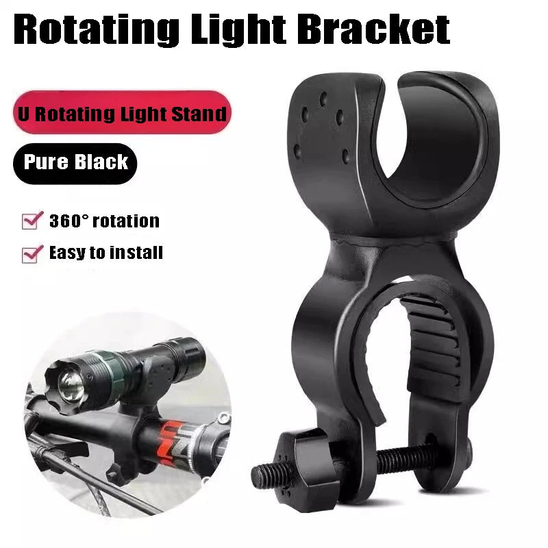 360° Rotating Bike Handlebar Flashlight Mount Clamp Bracket