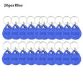 10pcs/20pcs 125KHz Control Keyfobs Rewritable Duplicate Tag TK4100 Proximity Copy Access Card ID Token Ring RFID Cloner Keychain Zpaxo 20PCS-Blue