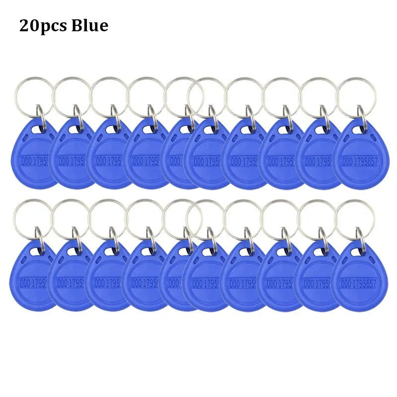 10pcs/20pcs 125KHz Control Keyfobs Rewritable Duplicate Tag TK4100 Proximity Copy Access Card ID Token Ring RFID Cloner Keychain Zpaxo 20PCS-Blue