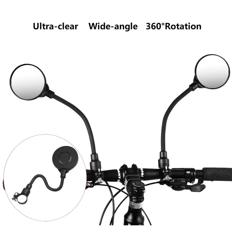 1PC Bicycle HD Rearview Handlebar Mirror 360° Mountain Road Bike Motorcycle Universal Bendable Hose Adjustable Rearview Mirror Zpaxo