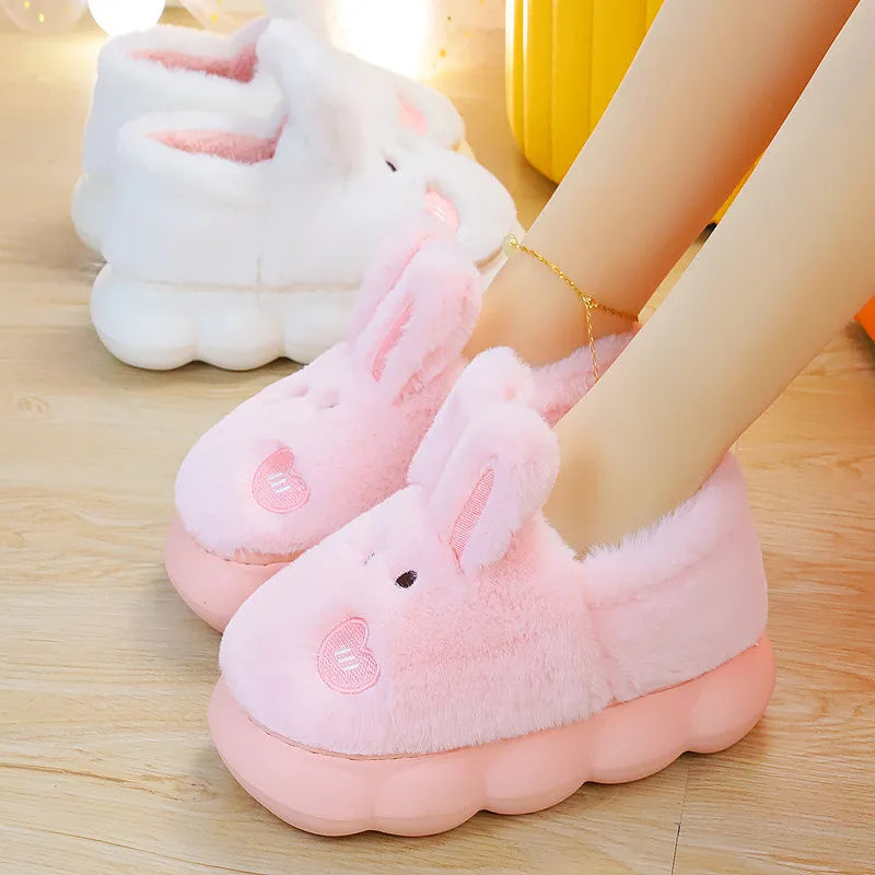 White Rabbit Hare Slippers Women's Cute Animal Platform Home Mules Zpaxo