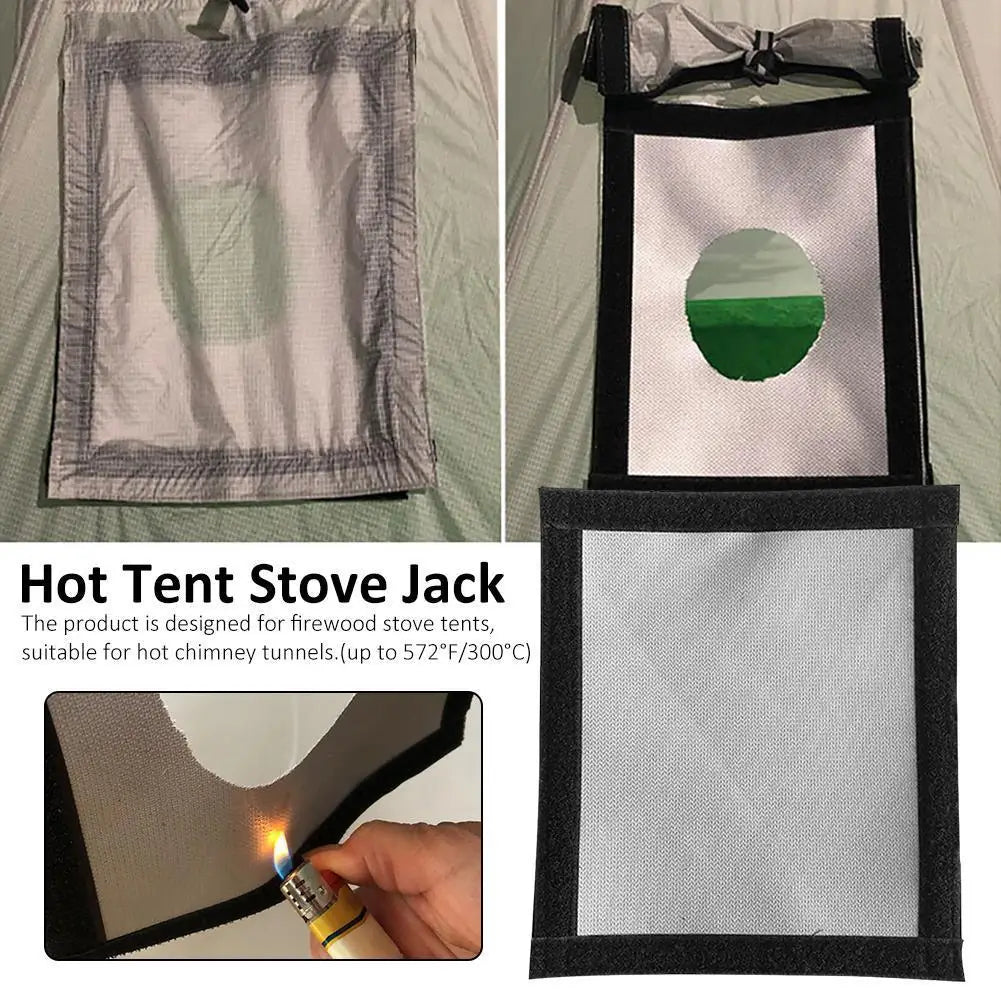 DIY Tent Stove Jack Fireproof Camping Chimney Furnace Pipe Window Pad