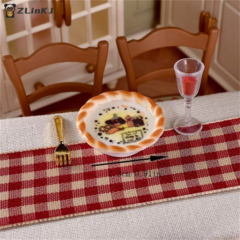 ▶10PCS Cute Dollhouse Miniatures Puppy Dog Print Bread Pan Models Doll House Accessories Decor Kids Pretend Play Toys DIY Gifts Zpaxo