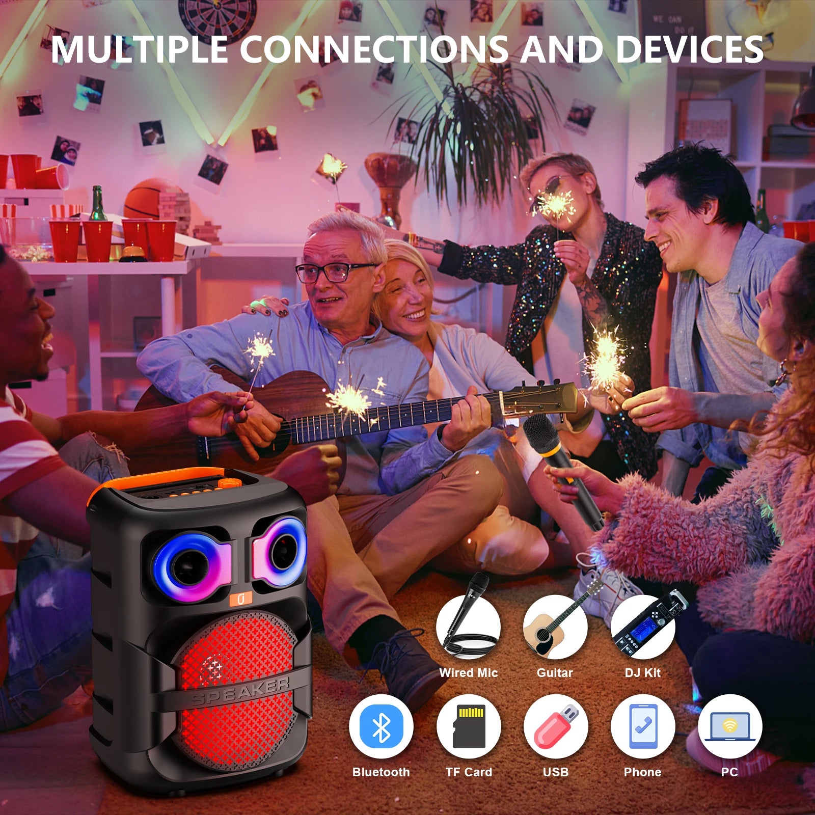 Fanfun T28 Portable Bluetooth Speaker Matching Wireless Microphone