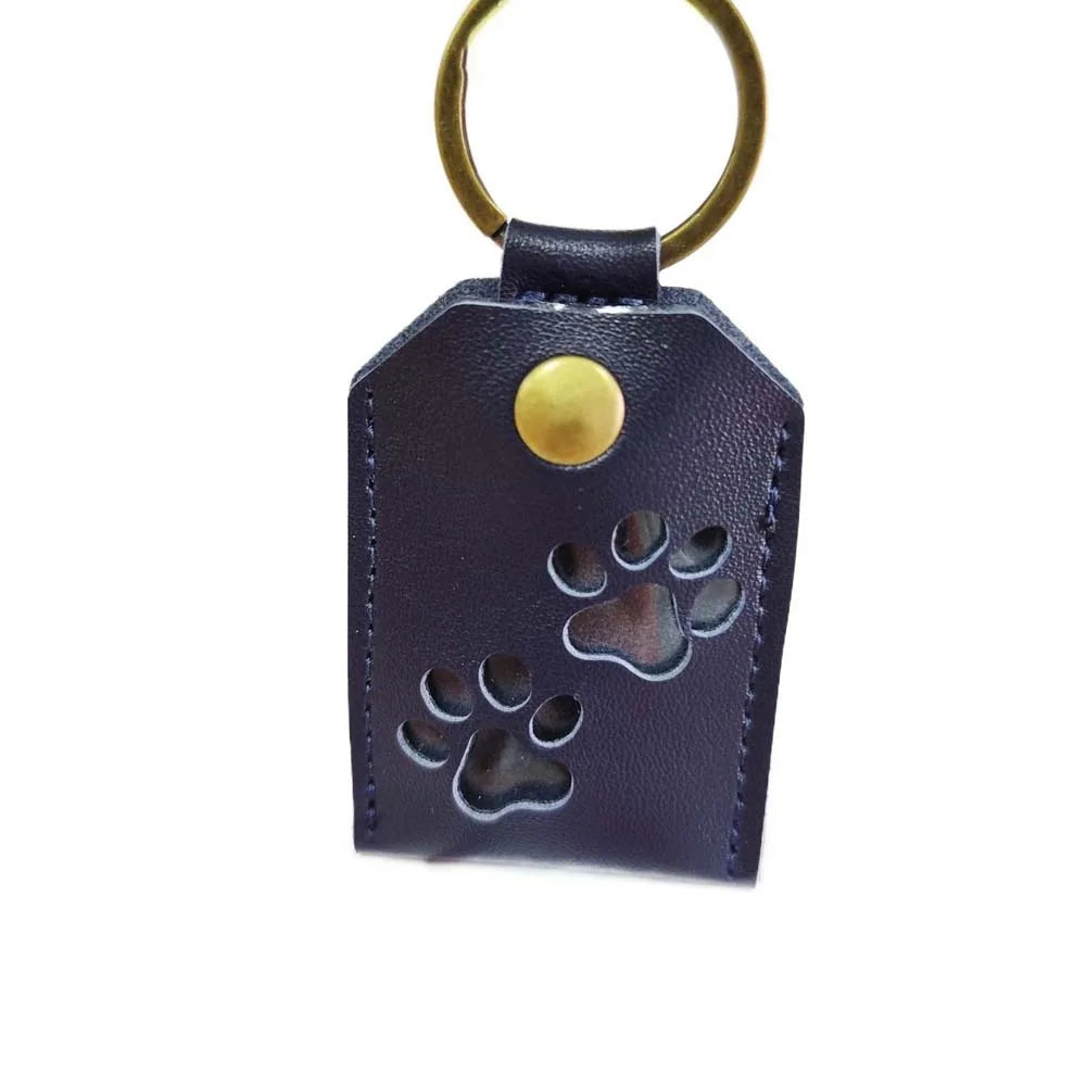 Cat Dog Claw Pet Hair Storage Bag Puppy PU Leather Pet Hair Keychain DIY Handmade Memorial Dogs Paw Pendant Hanging Accessory Zpaxo StyleA Blue