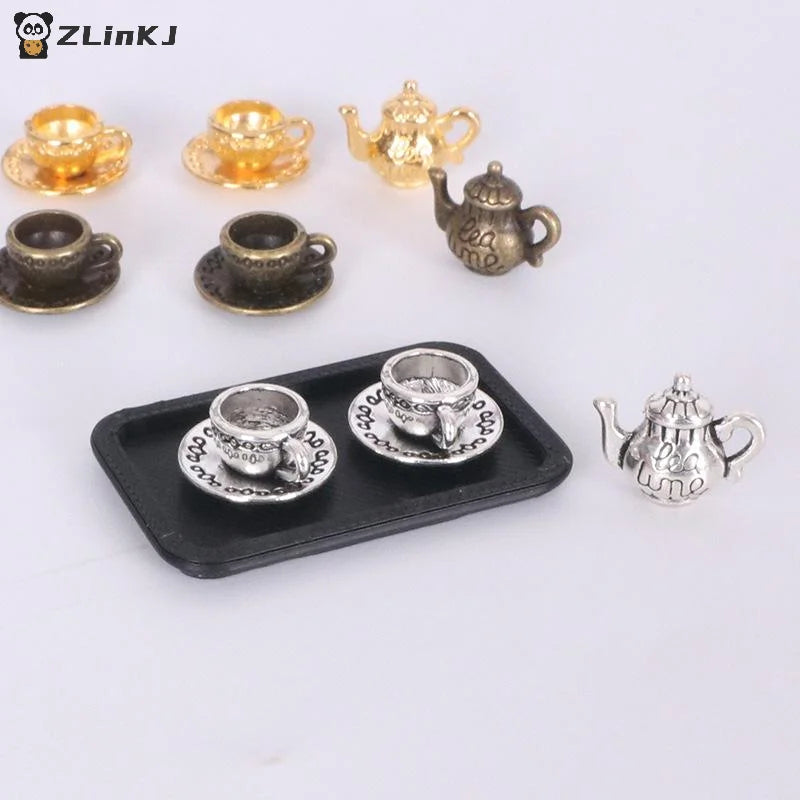 ▶4Pcs Dollhouse Handmade Miniature Tea Cup Model Simulation Micro Tea Pot Scene Ornaments DIY Decorative Accessories Zpaxo