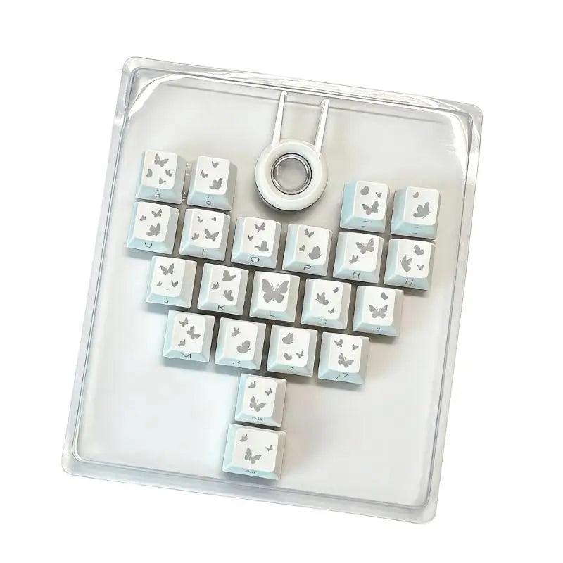 652F Butterfly Heart Keycaps Height PBT 21 Keys Gaming Office Zpaxo