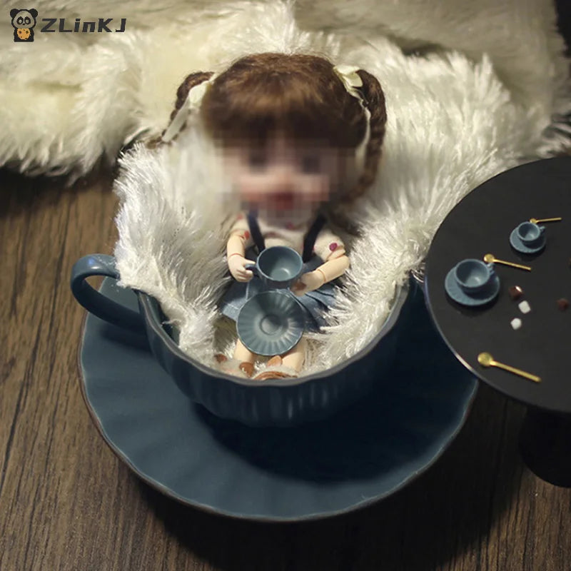 ▶3pcs/set 1:12 Dollhouse Mini Furniture Model DIY Accessories Coffee Cup Saucer Spoon Zpaxo