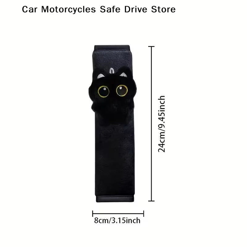 CM1pc Black Car Pillow Cat Plush Shoulder Seat Belt Cover Cute Animal