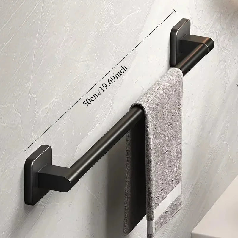 Wall Mounted Towel Rack Bathroom Storage Rack No Drilling Bathroom Horizontal Bar Towel Rack Kitchen Bathroom Accessories Zpaxo Black 50CM