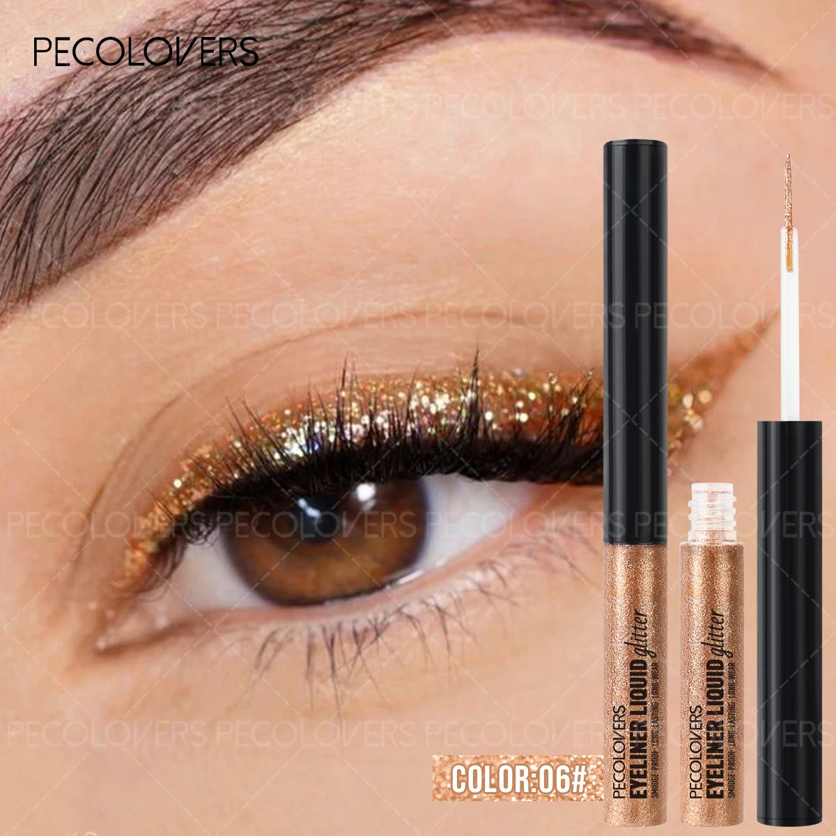 Waterproof Glitter Metallic Liquid Eyeliner Pencil,Shimmering Eye Makeup,Smudge-proof,Eyeshadow,For Music Festival Makeup Zpaxo 06