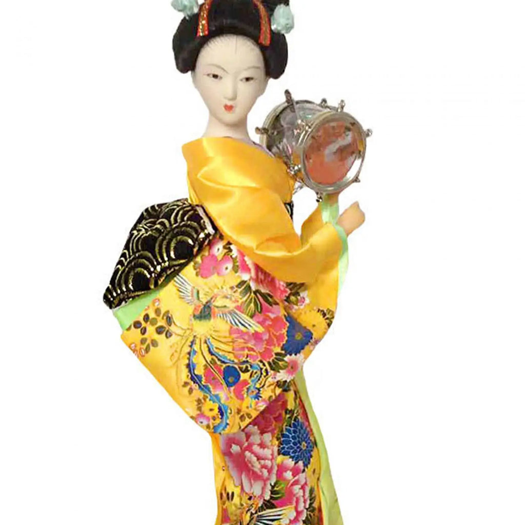 Japanese Geisha 9" Free Standing Oriental Ancient Kabuki Girl Statue Kimono Dolls Ornament for Shelf Table Home Office Decor Zpaxo