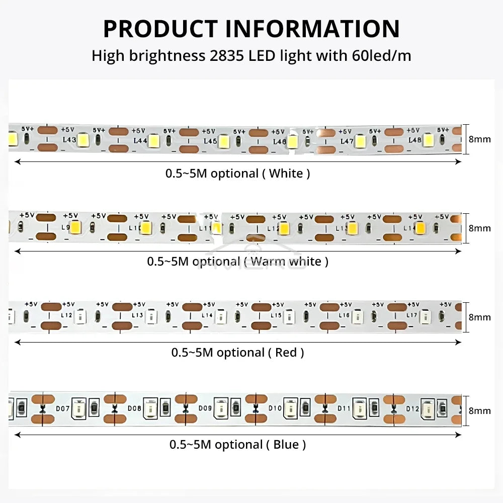 USB LED Light Strip SMD 2835 – Bedroom & Party Decor 1–5M