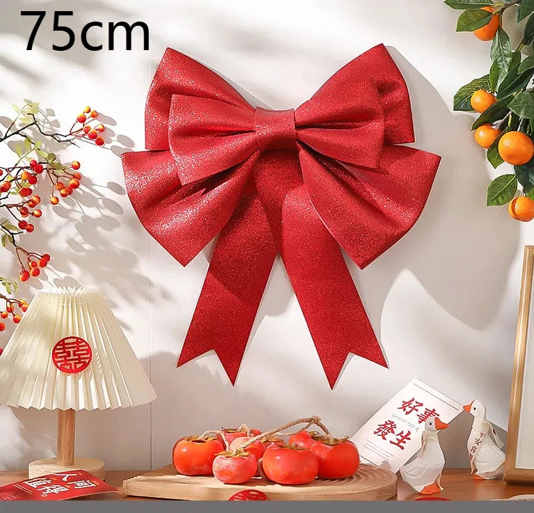 Giant Christmas Bow DIY Kit – 30/50/75cm Large Bow Decor Christmas Bow Decor Zpaxo Flash Red-75cm 17cm
