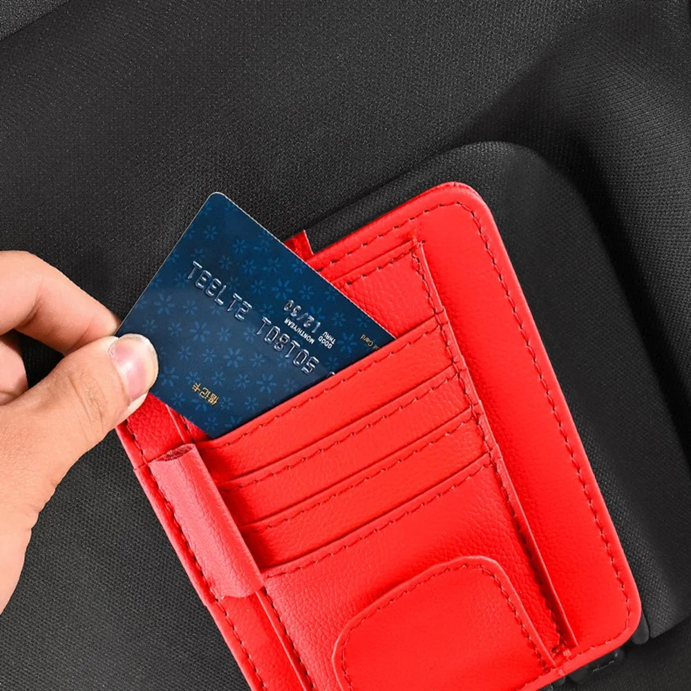 Multi Functional ID Storage Clip Car Sun Visor Small Card Bag Glasses
