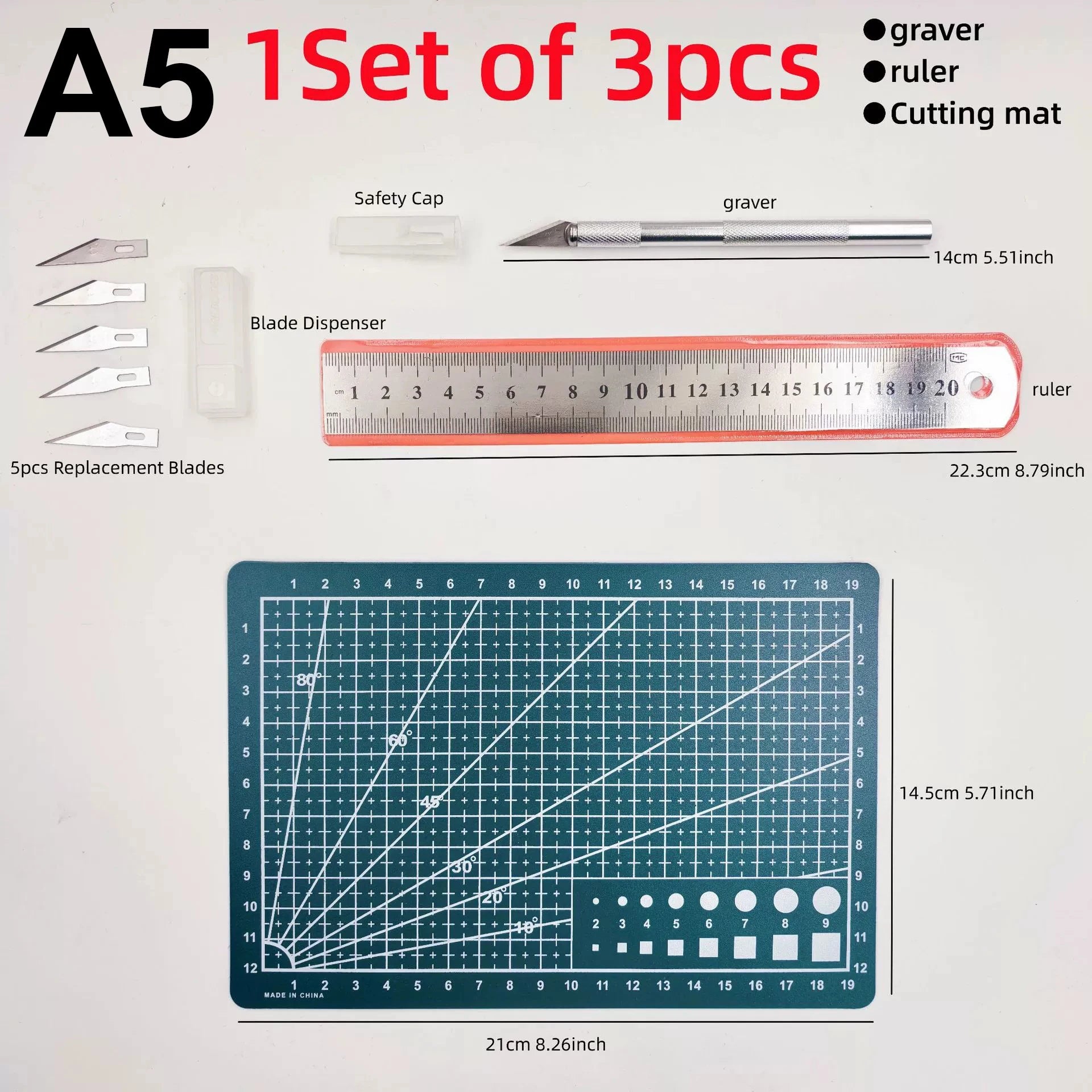Durable A3 A4 A5 Multifunctional Cutting Mat Carving Knife Ruler DIY