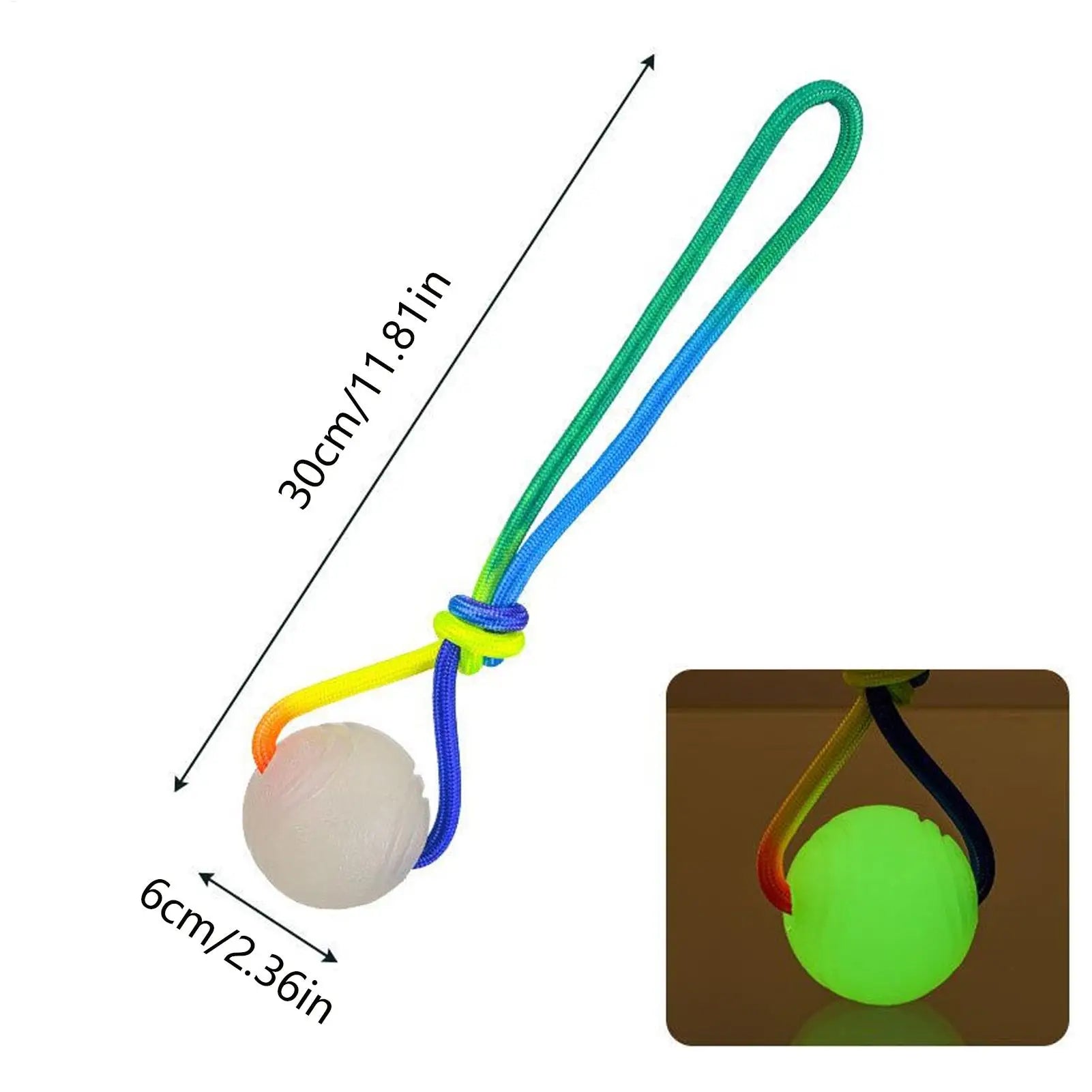 Ball Toys for Dogs 2 Pieces Interactive Tug Glowing Teether with Rope Dog Play Ball for Puppy Small Medium Large Breed Boredom Zpaxo