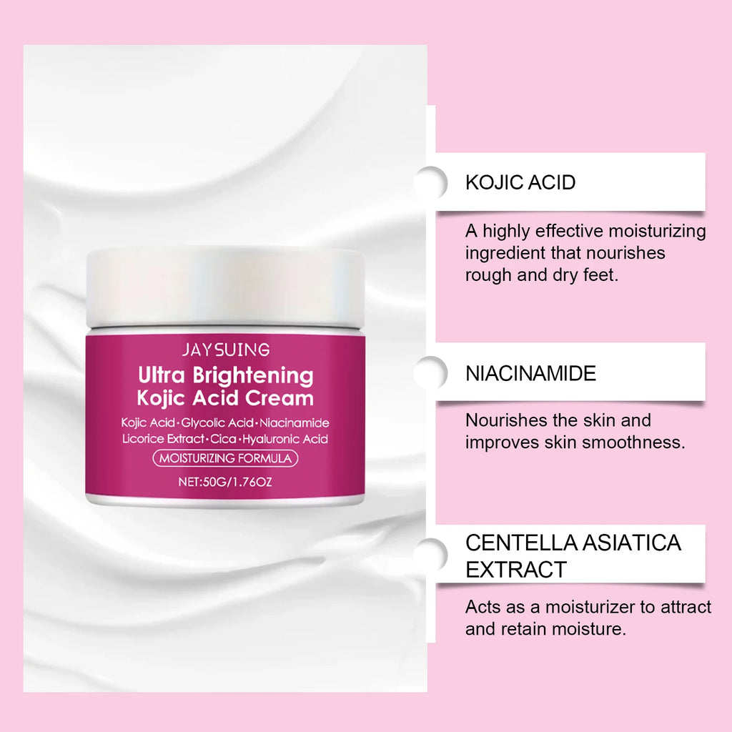 Kojic Acid Brightening Cream Dark Spot Remover Evens Tone Glowing Zpaxo