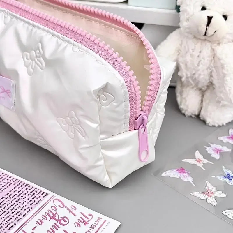 Creative Pink Bow Pencil Case Large Capacity Storage Bags