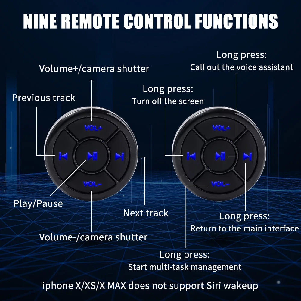 Wireless Bluetooth Media Button Remote Controller Car Motorcycle Bike Zpaxo
