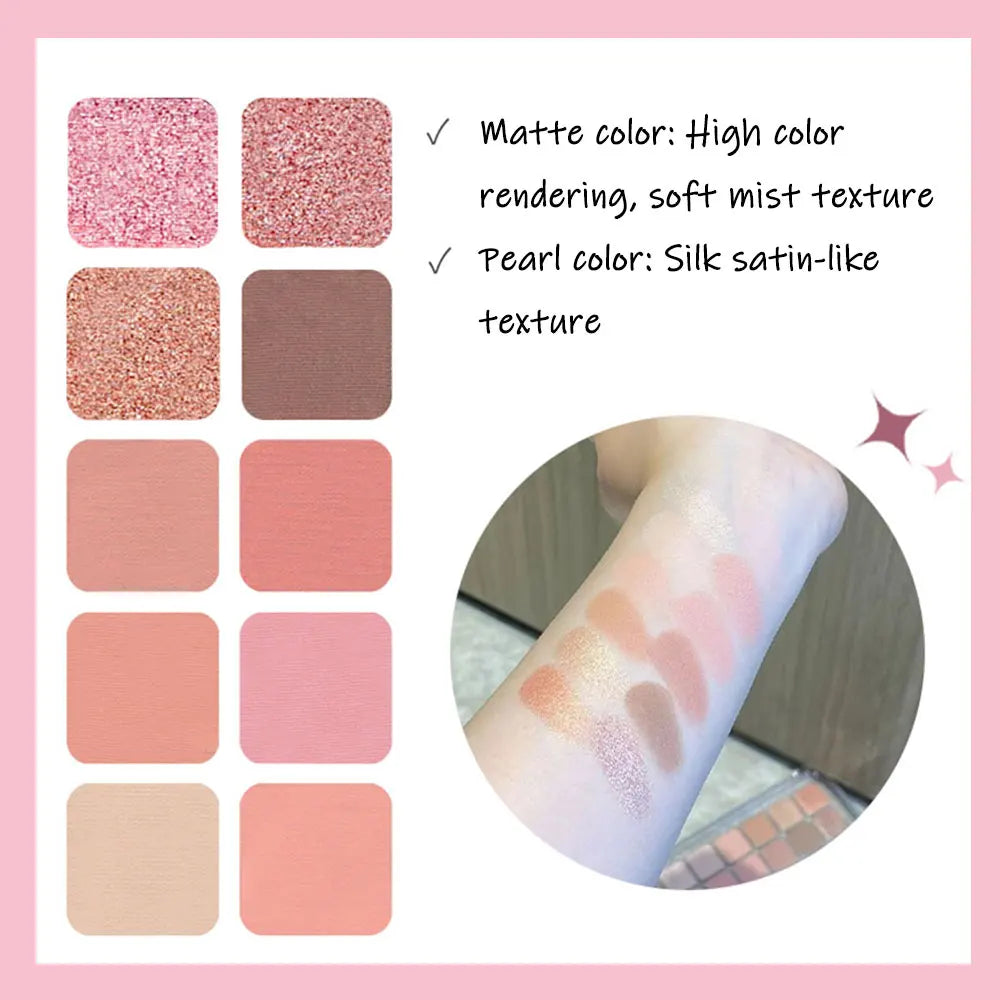 12-color pink eyeshadow palette - matte and shiny versions, suitable for both day and night, for dates and commutes, pink makeup Zpaxo