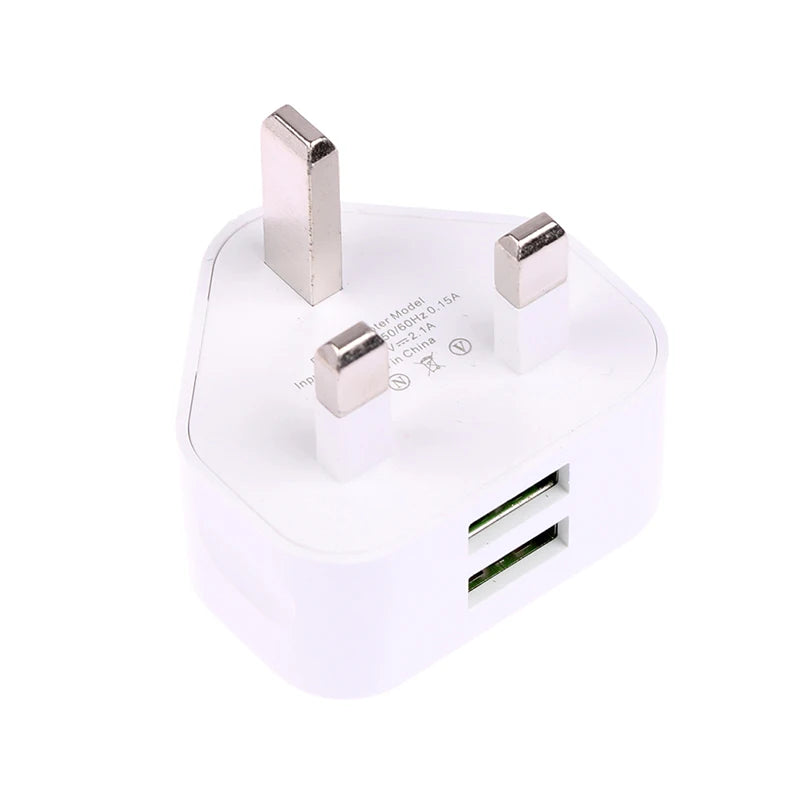 UK 3-Pin Dual USB Wall Charger – Fast Charging 5V 2.1A USB Wall Charger Zpaxo 2 USB Port