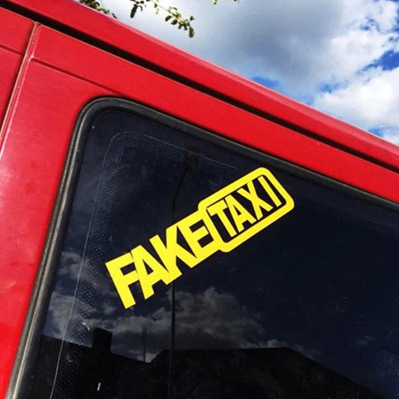 Funny Fake Taxi Car Vinyl Sticker – Self-Adhesive Decal Emblem
