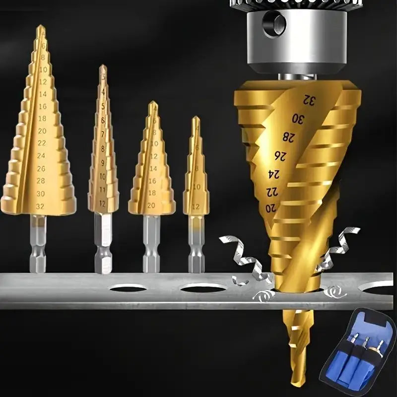 3PCS step drill kit-for wood and metal | Multi-size drilling tool kit without power supply Zpaxo