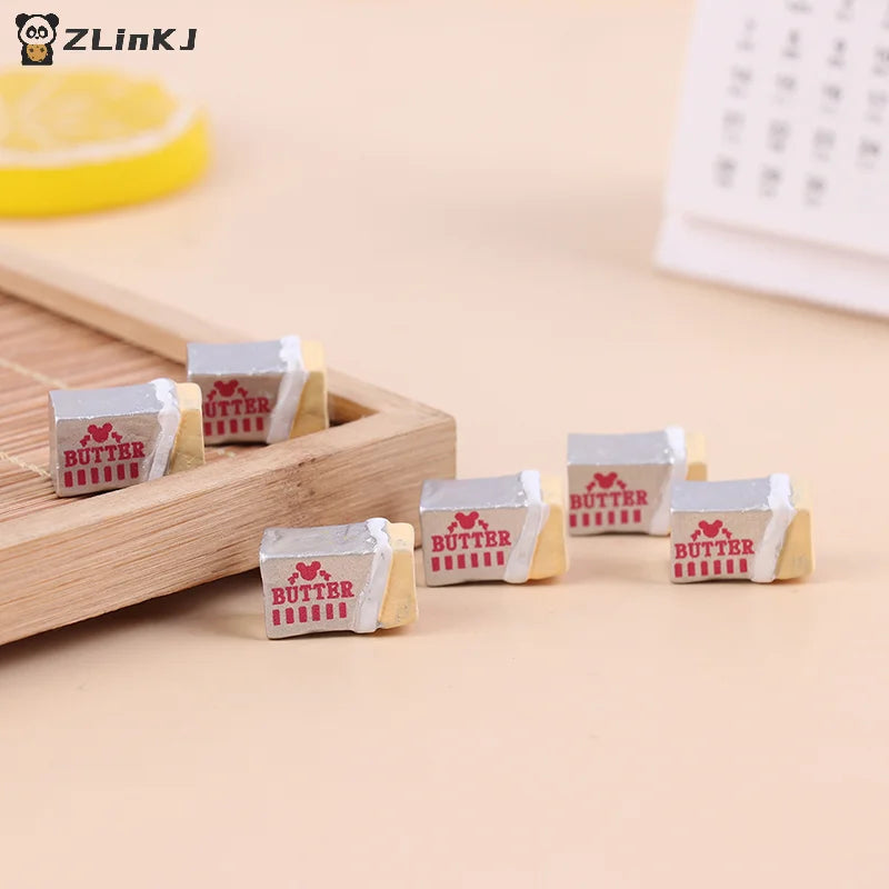 ▶6Pcs Simulation Food Butter Miniature Pretend Play Kitchen Diy Bread Set Toy Breakfast Tableware Doll House Accessories Zpaxo