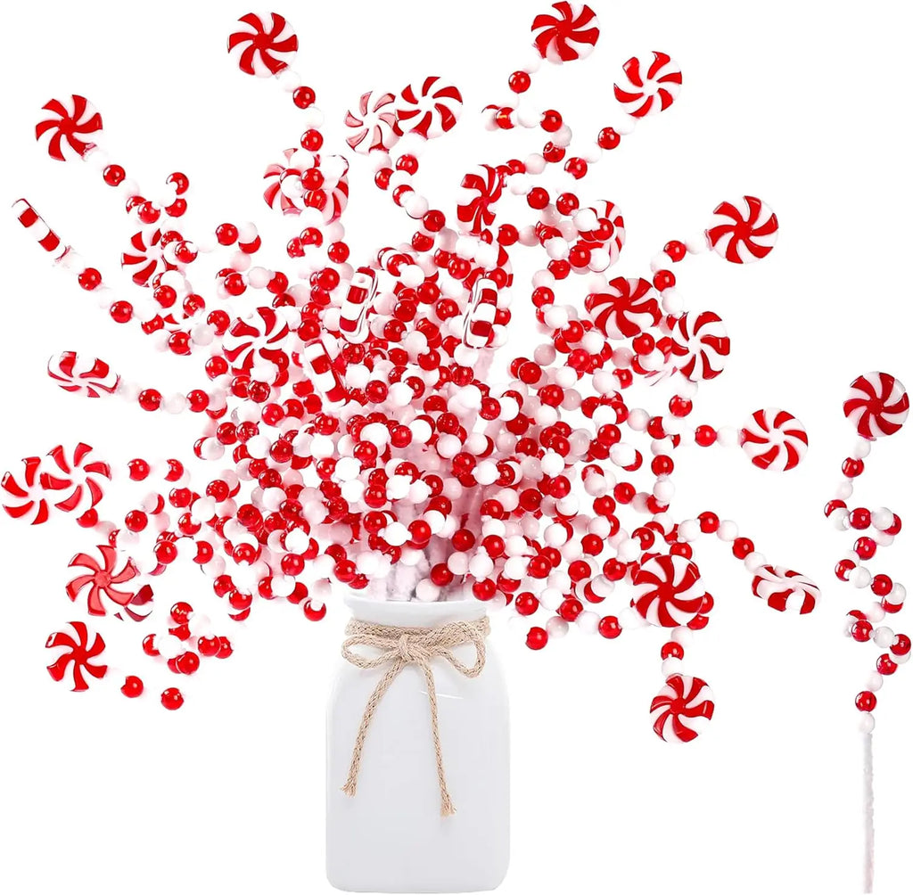 Red & White Candy Cane Curly Pick – Christmas Tree Ornament