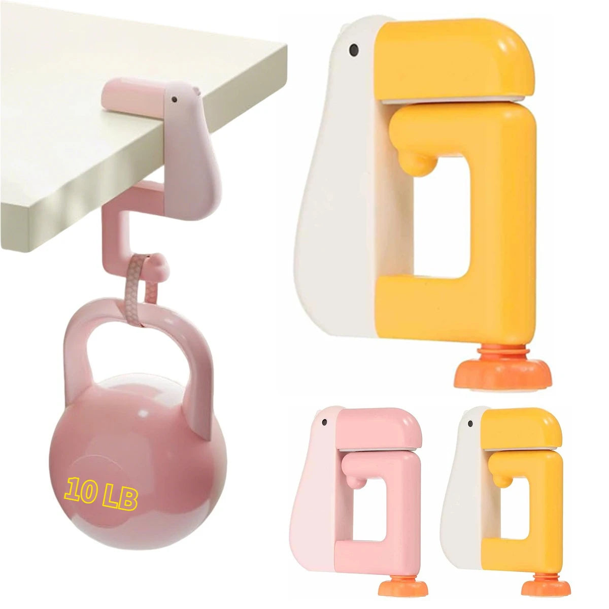 Cartoon Animal Clamp-On Desk Hook – Bag & Purse Organizer