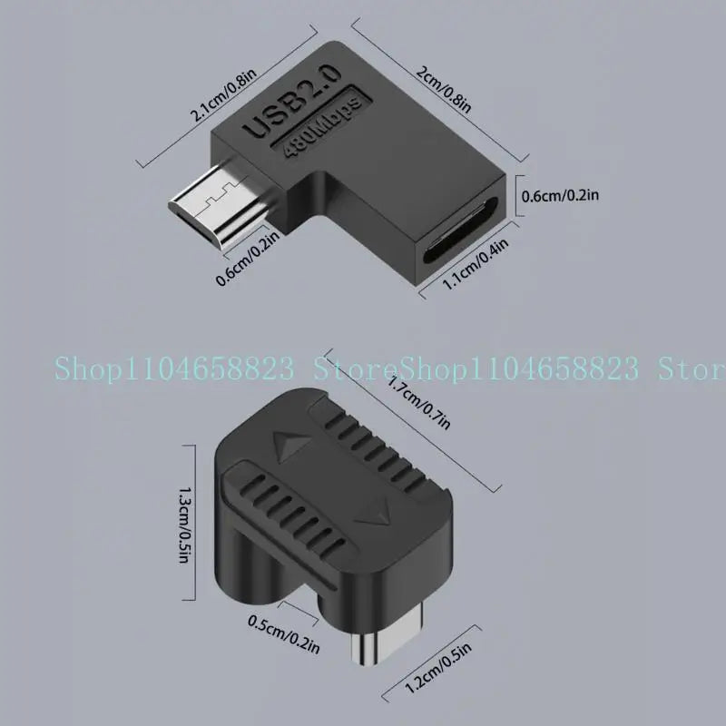 Micro USB C Adapter 90 Degree Data Transfer Convert Connector Zpaxo